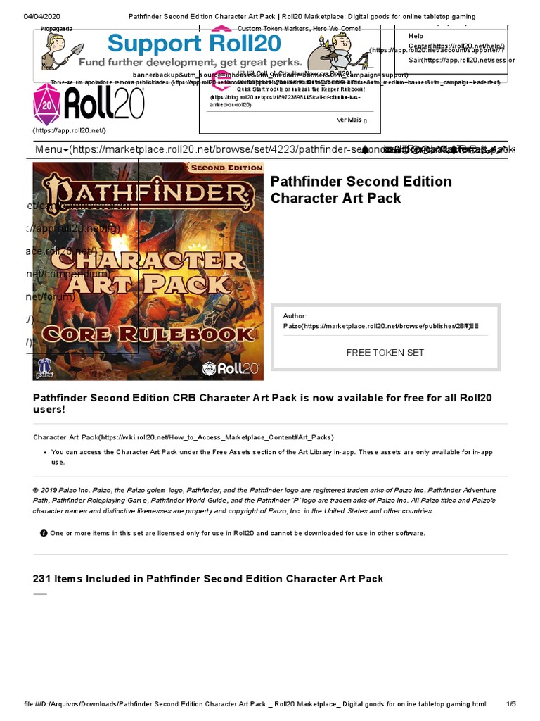 Pathfinder Second Edition Character Art Pack Pdf Pdf Fantasy Games