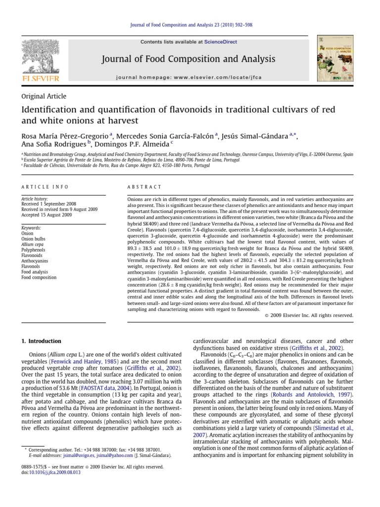Flavonoids Onion Perez Gregorio 2010 PDF PDF Onion Flavonoid