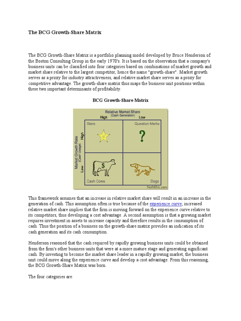 BCG Matrix for Business Strategy | PDF