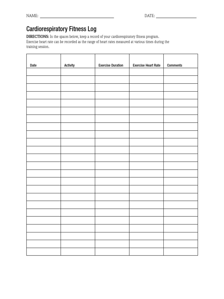 Cardiorespiratory Fitness Tracking Log | PDF | Career & Growth