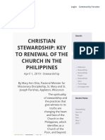 Christian Stewardship - Key To Renewal of The Church in The Philippines - International Catholic Stewardship Council