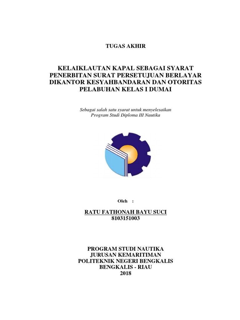 Penerbitan Surat Persetujuan Berlayar Di Ksop Kelas I Dumai Pdf