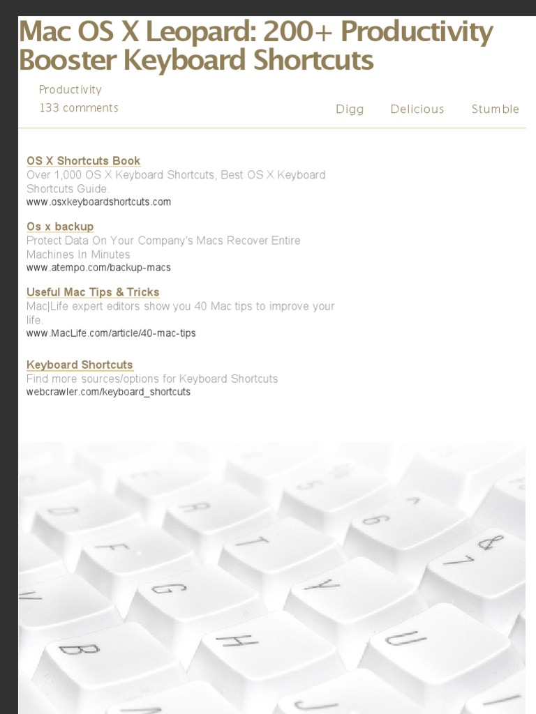 Mac OS X Leopard 200+keyboard Shortcuts | PDF | Safari (Web Browser