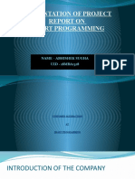 Presentation of Project Report On Smart Programming: Name - Abhishek Sugha UID - 18MBA1328