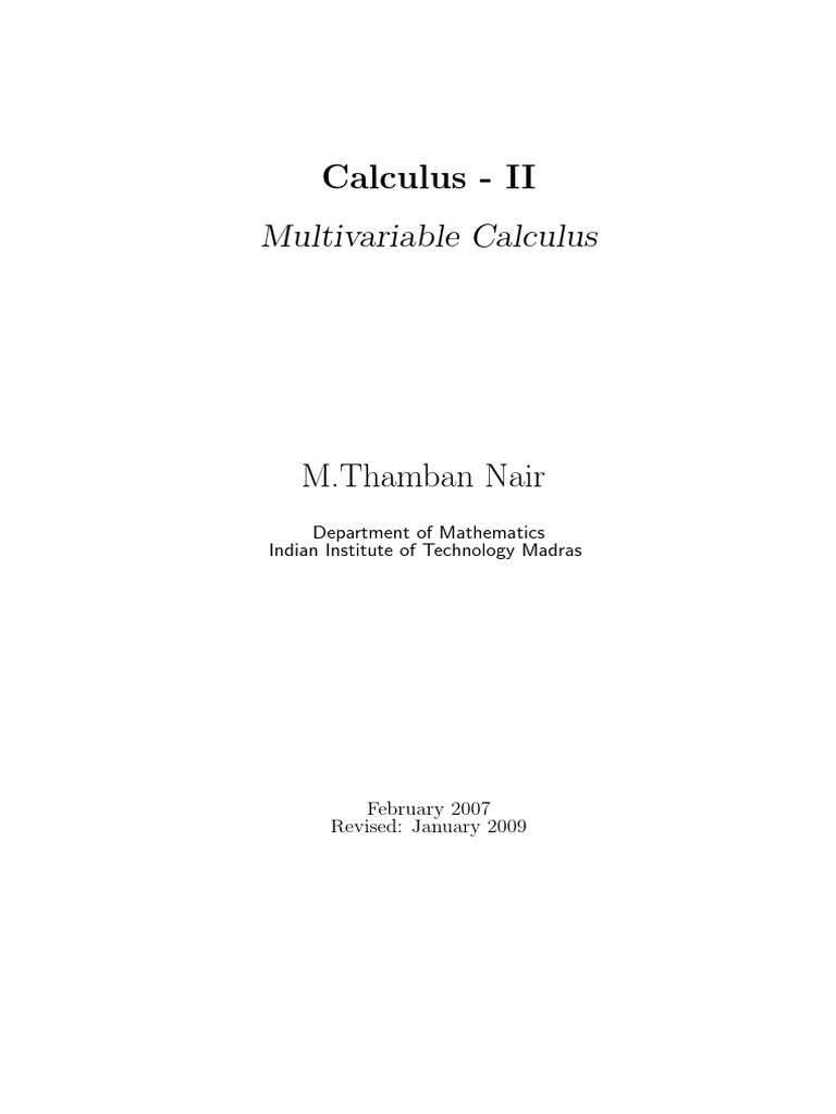 Multivariable Calculus Course Notes | PDF | Continuous Function | Integral