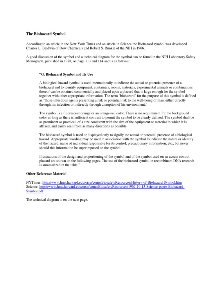History and Use of the Biohazard Symbol | PDF