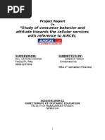 Download Project Report on Study of Consumer Behaviour and Attitude Towards the Cellular Services With Refrence to Aircel by SANDEEP SINGH SN45505131 doc pdf