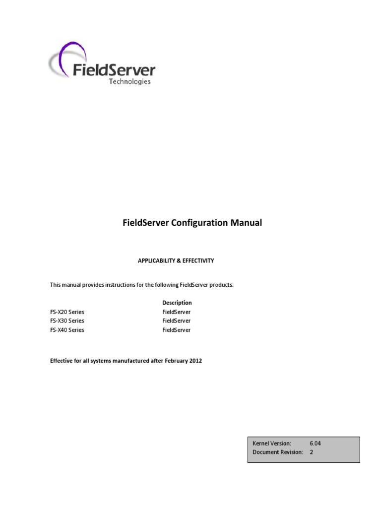 Fieldserver Configuration Manual: Applicability & Effectivity | PDF ...