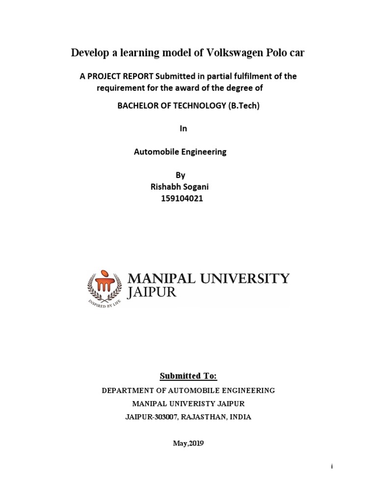 Volkswagen Polo Learning Model Report | PDF