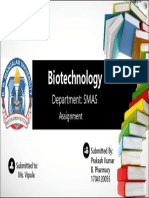 Biotechnology: Department: SMAS