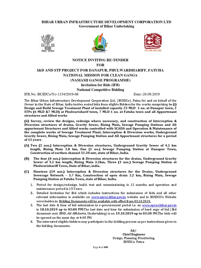 Ifb - No. Buidco/Yo-1154/2019-68 Date:-26.09.2019: WWW - Eproc.Bihar ...