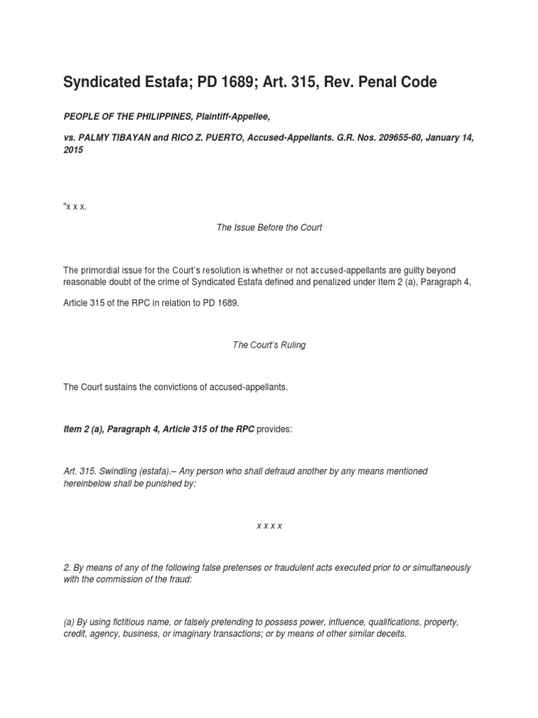 Conviction of Syndicated Estafa Case | PDF | Ponzi Scheme | Fraud