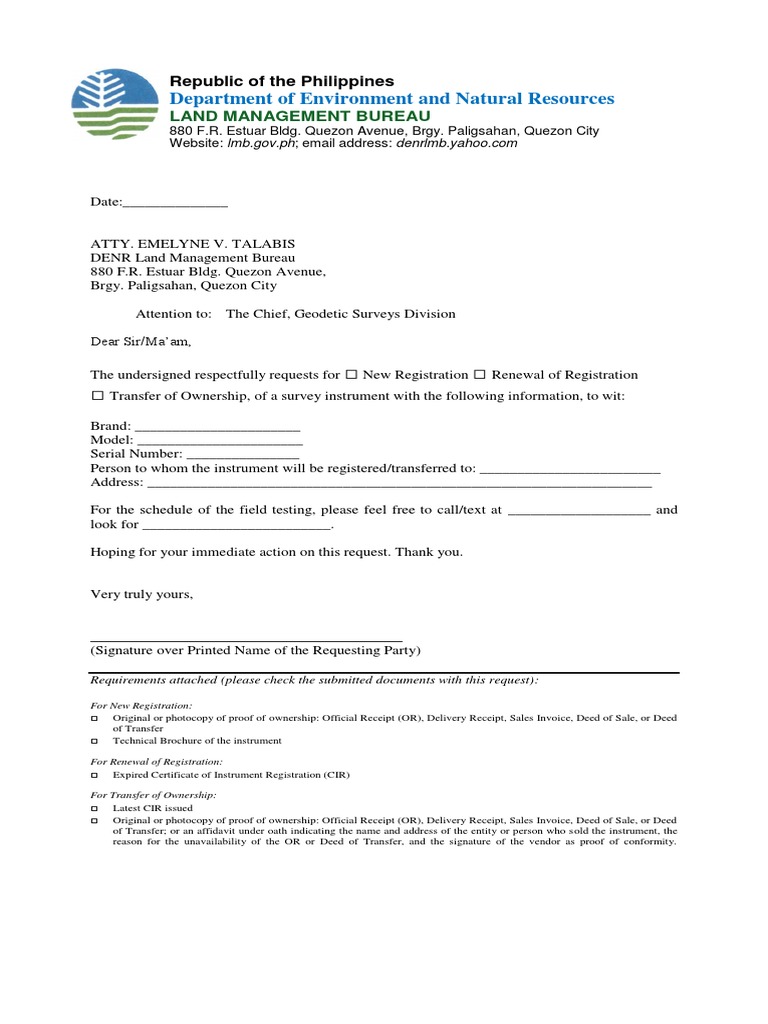 Survey Instrument Registration Request | PDF | Receipt | Deed