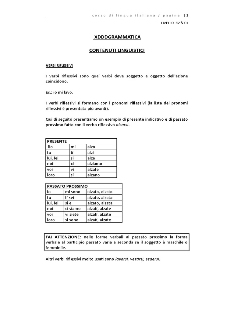 Italian Grammatica | PDF
