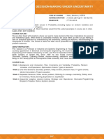 Decision-Making Under Uncertainty: Ug/Pg 6 Aug 0 Sep 17 Nov P C A Supply Chain and Hospitality)