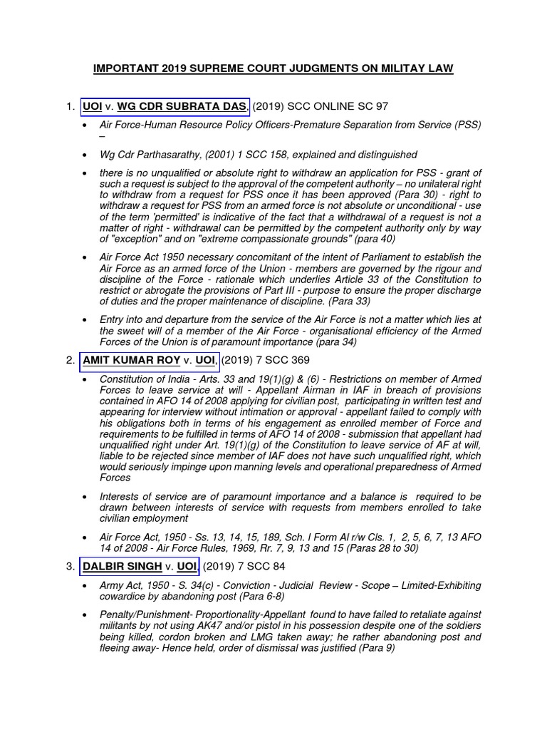 supreme court important judgements 2019