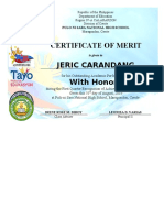 Certificate of Merit: Pulo Ni Sara National High School