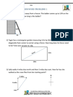 Pythagoras' Theorem Word Problems 1: Name Date