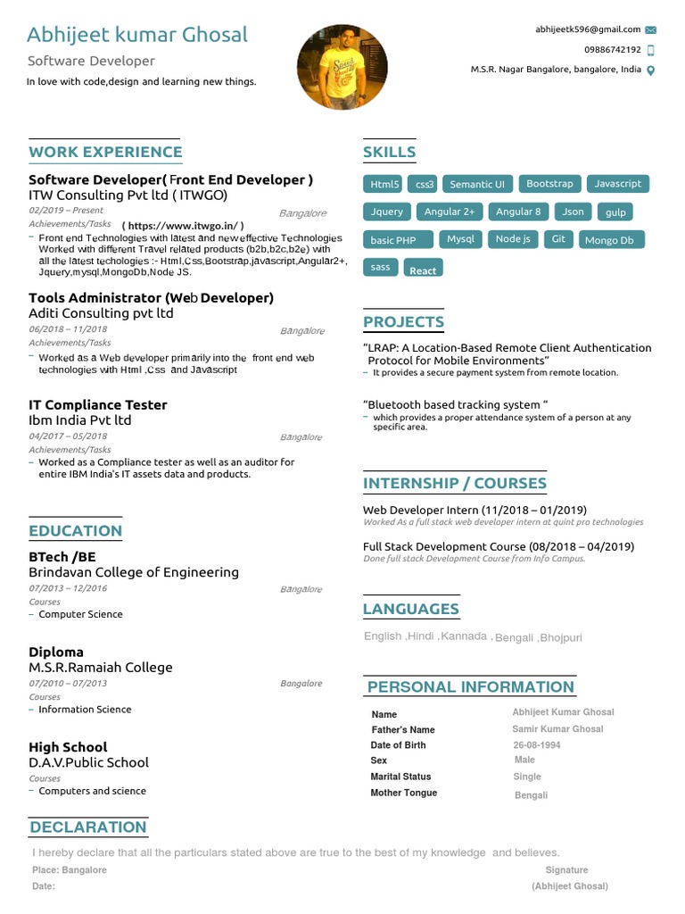 Abhijeet Ghosal: Software Developer Profile | PDF | Bootstrap (Front ...