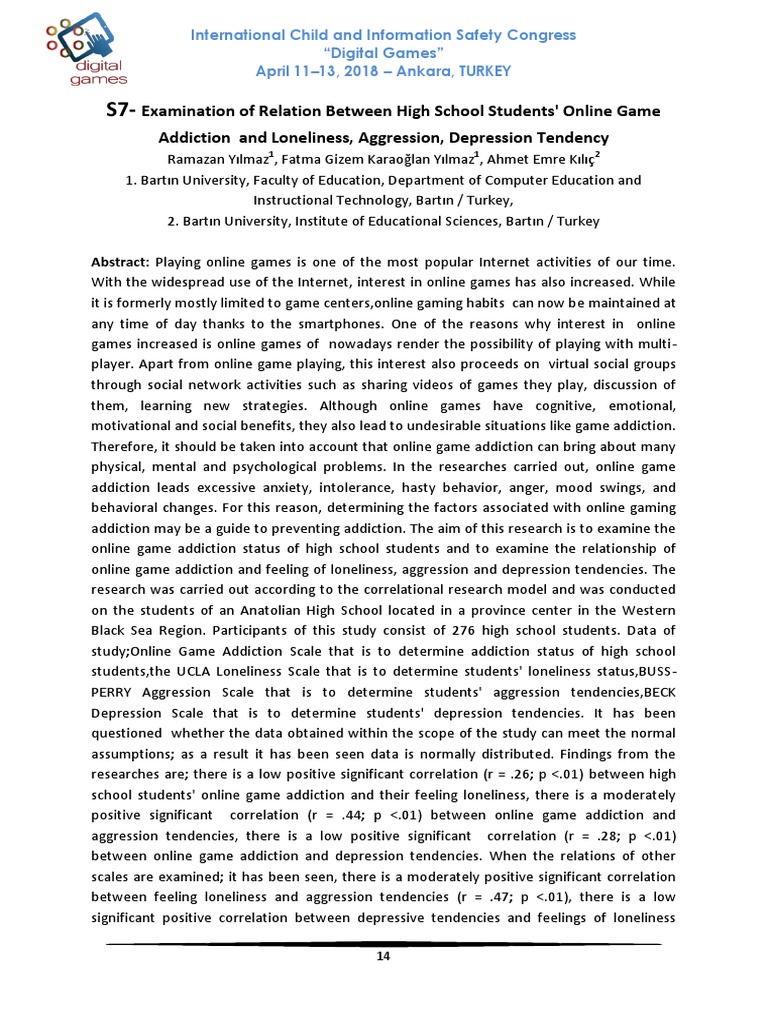 Online Game Addiction in High School Students | PDF | Depression (Mood ...