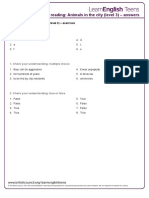 Graded Reading: Animals in The City (Level 3) - Answers: Preparation