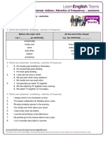 Grammar Videos: Adverbs of Frequency - Answers: Before The Main Verb at The End of The Clause