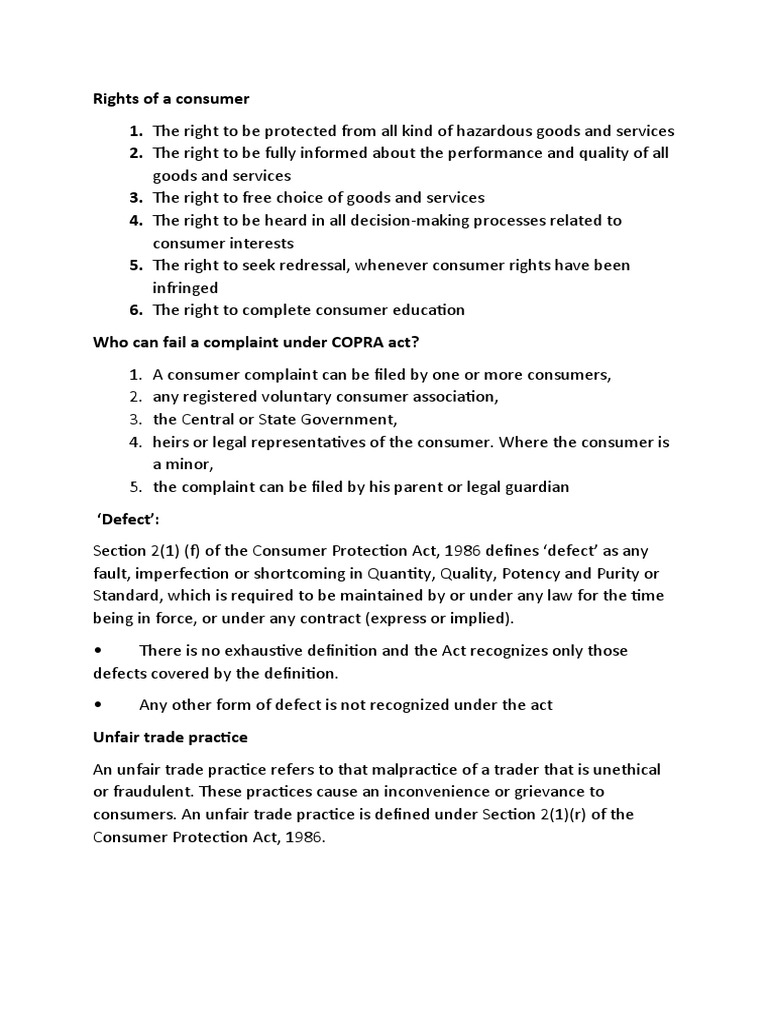 Rights of A Consumer | PDF | Consumer Protection | Jurisdiction