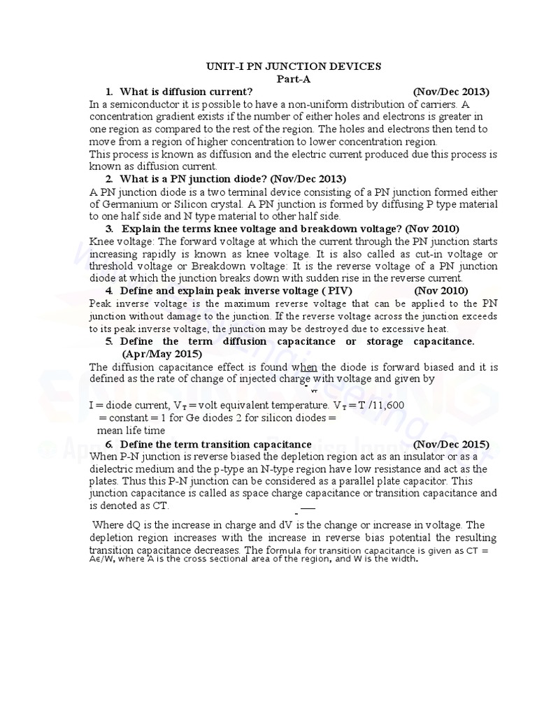 EDC Questions With Answers PDF Field Effect Transistor Bipolar