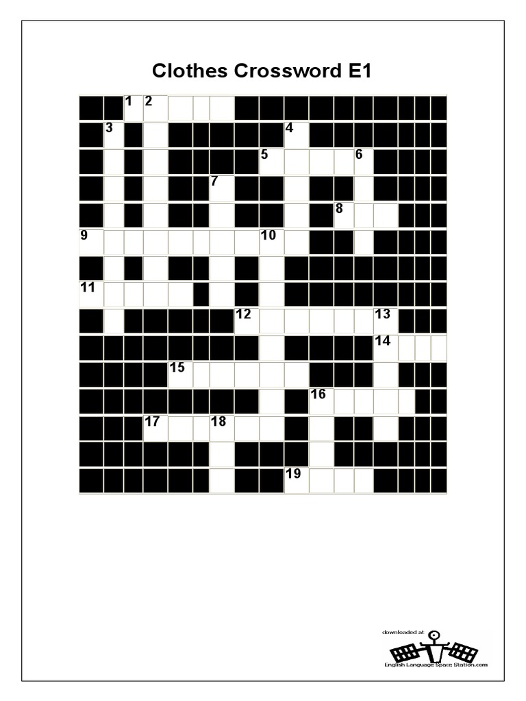 cLOTHES CROSSWORD E1E2 PDF Trousers Clothing