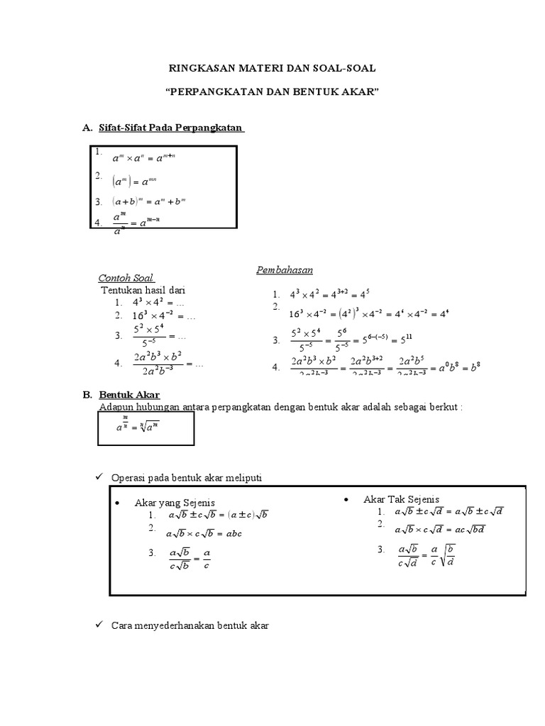 Materi 1 Bentuk Akar Perpangkatan