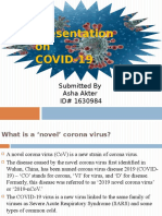Presentation On COVID-19: Submitted by Asha Akter ID# 1630984