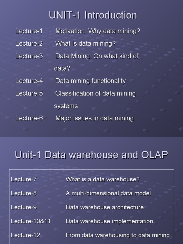 DWDM Unit1 | PDF | Data Warehouse | Data Mining