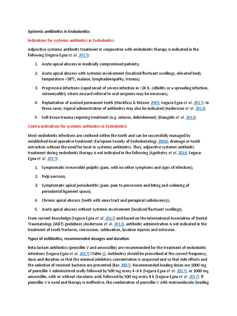 Antibiotics in Endodontics PDF Diseases And Disorders Medicine
