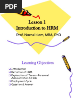 Introduction to HRM Lesson