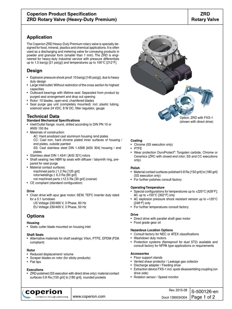 ZRD Rotary Valve Coperion Product Specification ZRD Rotary Valve (Heavy ...