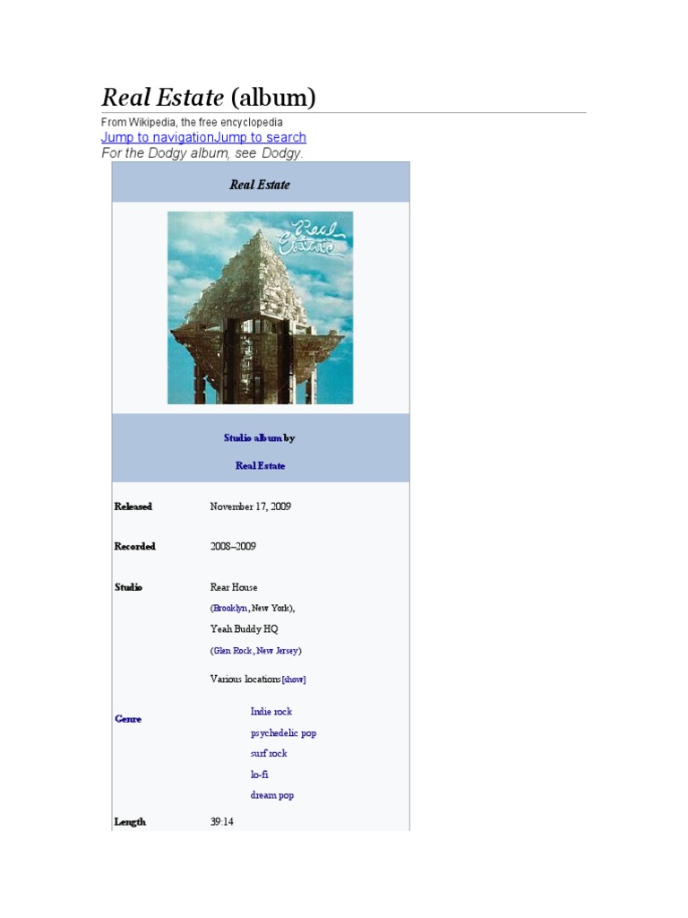 Real Estate Album Jump To Navigation Jump To Search Pdf Albums