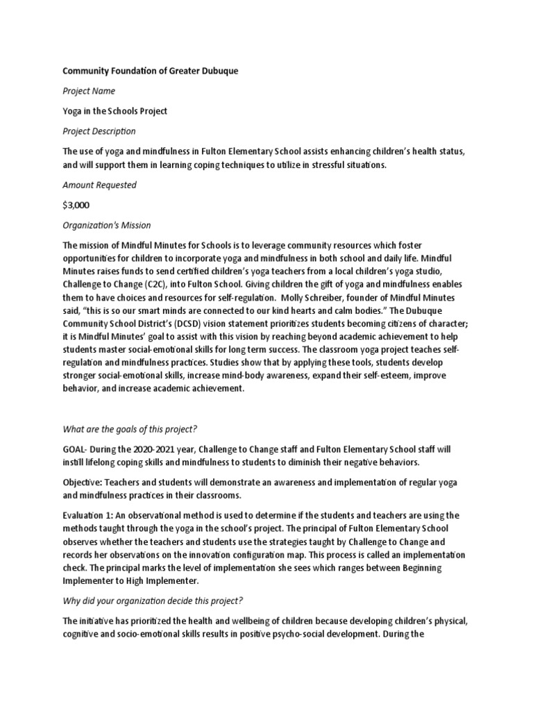 Mindful Minutes Final Grant | PDF | Mindfulness | Emotional Self Regulation