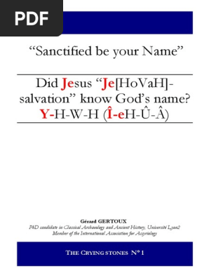 Did Jesus Je Hovah Salvation Know God Pdf Tetragrammaton Jehovah