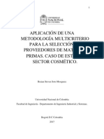 Aplicación de Una Metodología Multicriterio para La Selección de Proveedores de Materias Primas Caso de Estudio Sector Cosmético