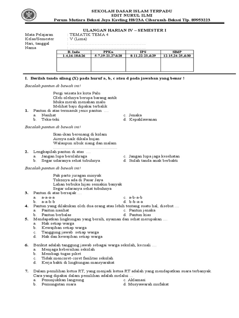 Ulhar Tematik Tema 4 Pdf