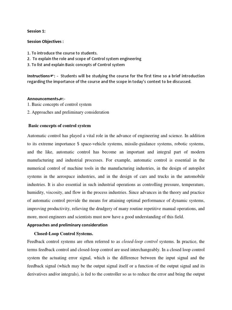 LCS Basics Revesion PDF | PDF | Control Theory | Control System