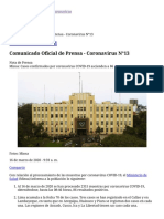 Comunicado Oficial de Prensa - Coronavirus N°13 - Gobierno Del Perú