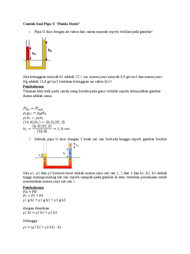 Latihan Soal Dan Pembahasan Pipa U