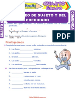 El Núcleo Del Sujeto y Del Predicado para Cuarto Grado de Primaria