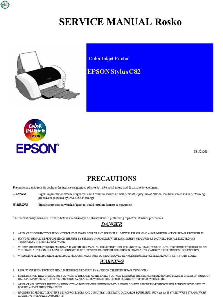 Epson C82 Service Manual | Printer (Computing) | Electrical Connector