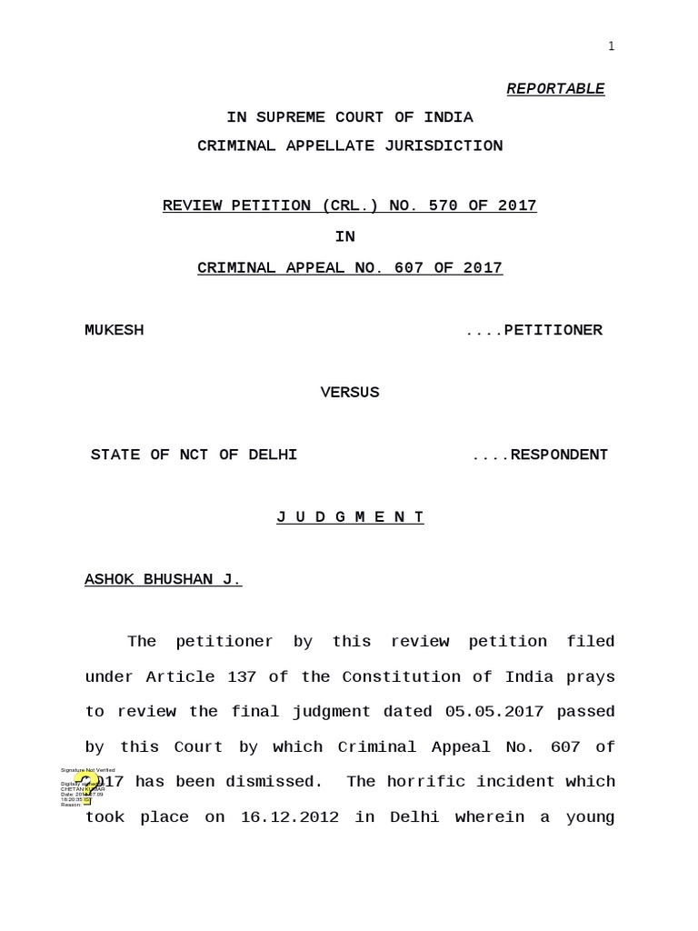 Nirbhaya Case Judgement PDF Download Free PDF Supreme Court Of