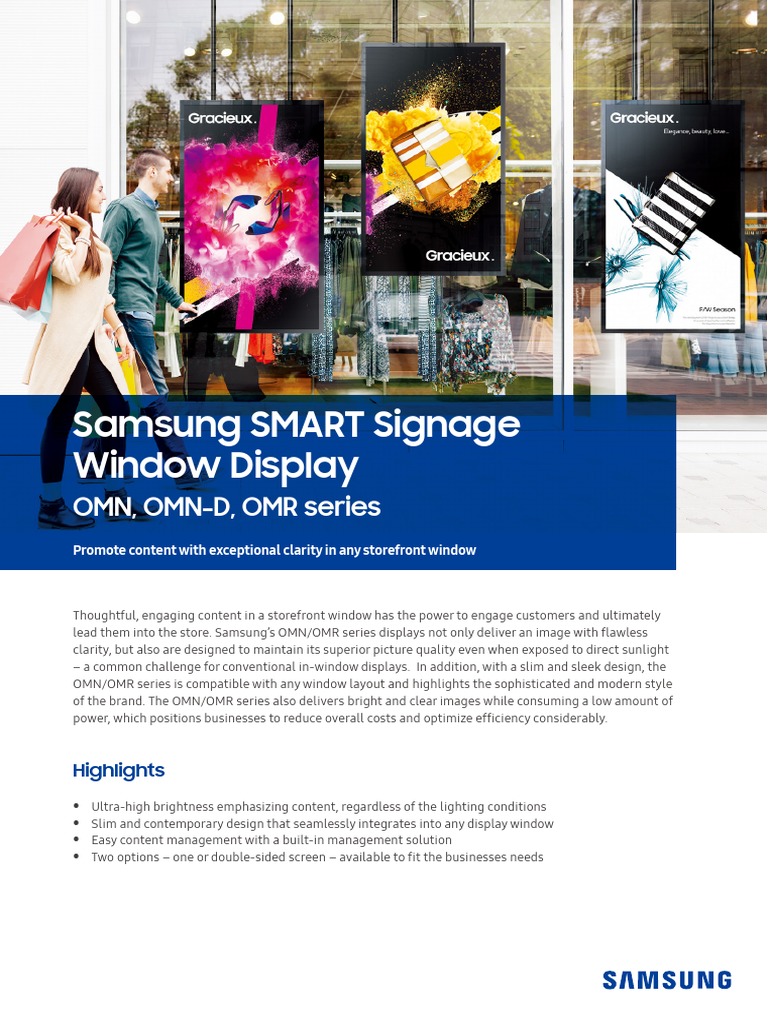 Samsung SMART Signage Window Display: OMN, OMN-D, OMR Series | PDF ...