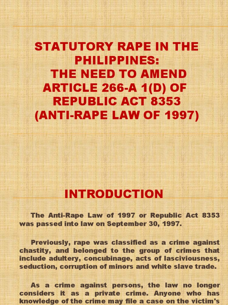 Amending Statutory Rape Laws in the Philippines | PDF | Rape | Consent