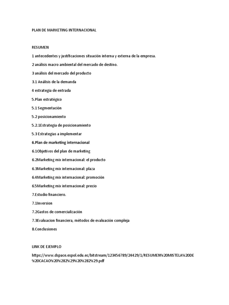 Plan de Marketing Internacional 1 | PDF | Negocios