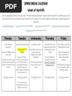 Spring Break Calendar